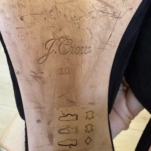 J Crew Black Suede Block Heeled Mules Women's Size 10 Shoes - Picture 8 of 9